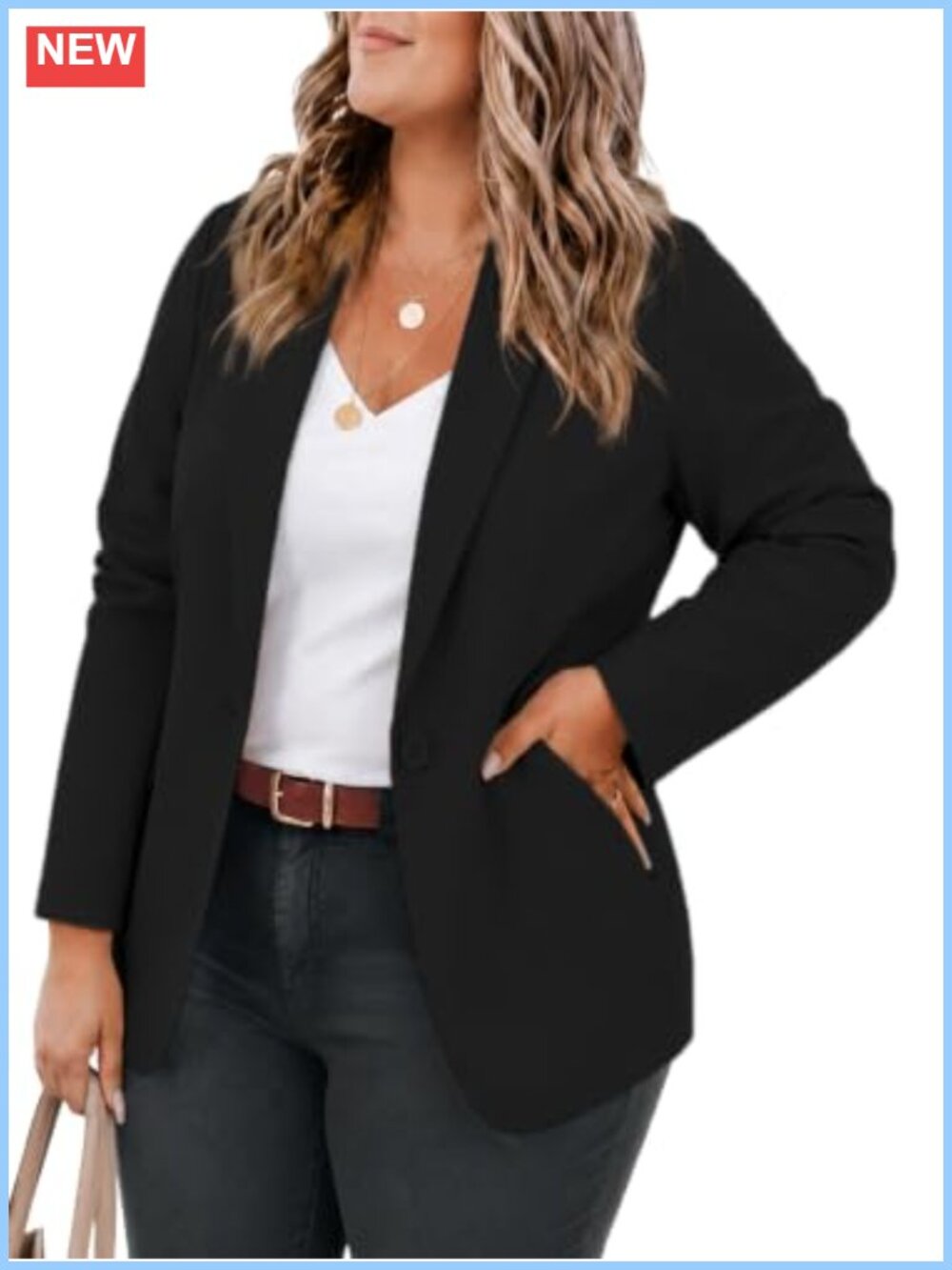 Plus Size Casual Blazer Long Sleeve Suit Jacket Work Office Lapel